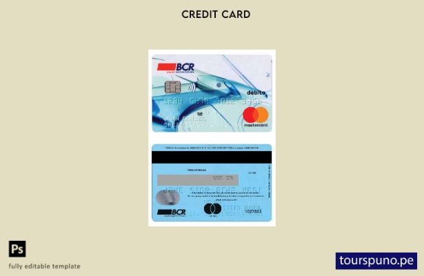 listo para imprimir Costa Rica Plantilla versión débito mastercard del Banco de 
